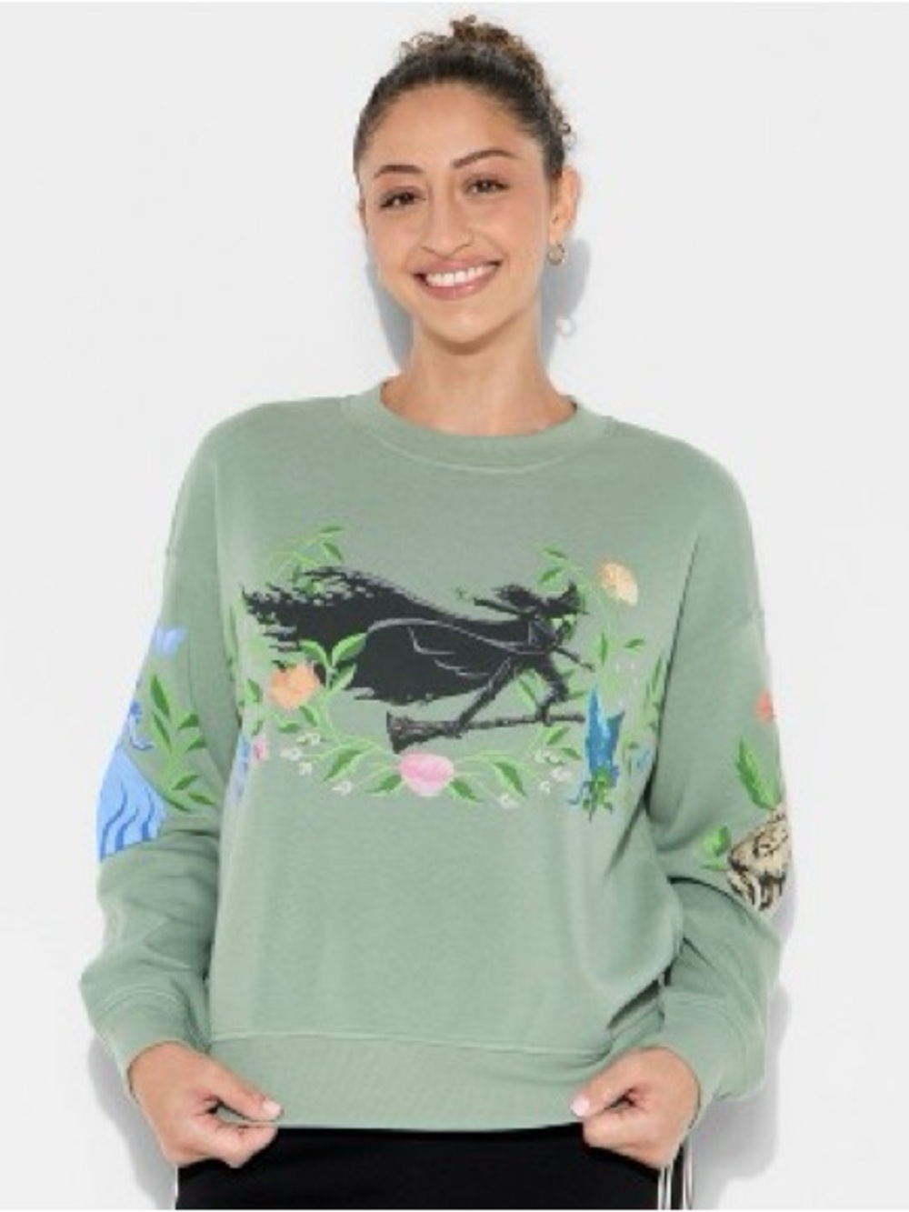 Wicked Elphaba Floral Graphic Sweatshirt XS Universal NWT